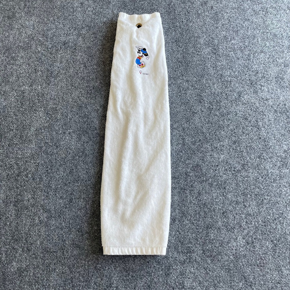 Vintage Disney Mickey‎ Mouse Golf Towel White Embroidered Terry Cloth Grommet